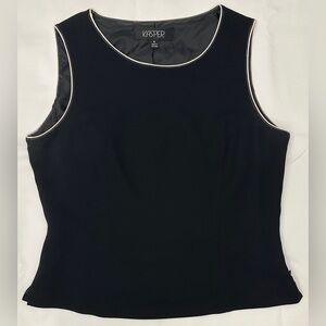 Kasper Black Sleeveless Tank Top with White Trim
